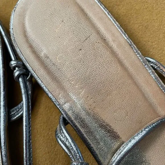 Valentino Garavani Pewter Metallic Jeweled Flat Sandals 8 - Picture 7 of 9